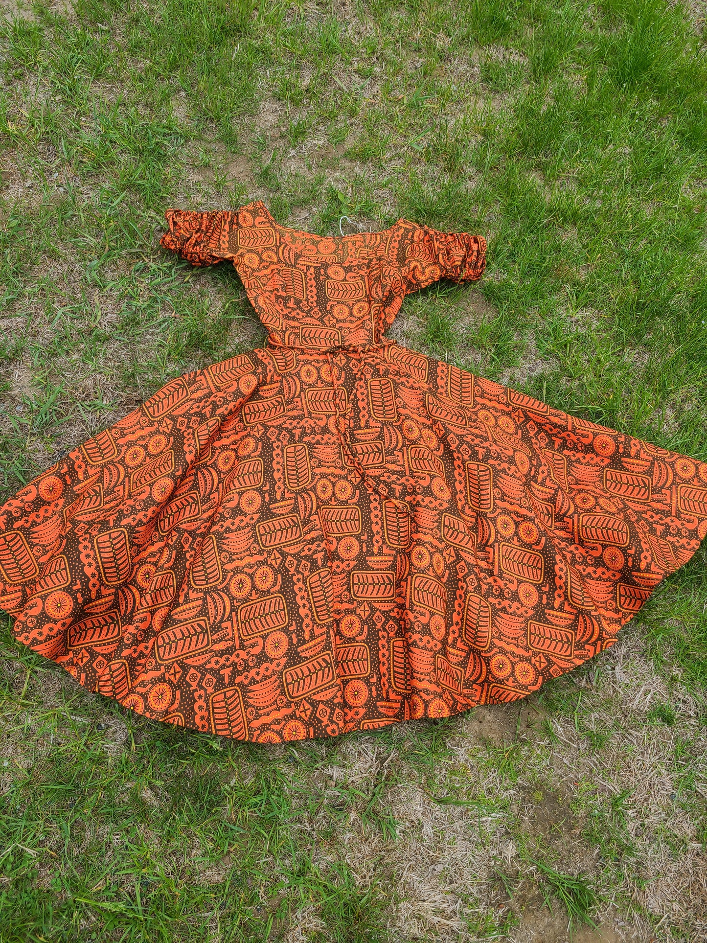 1950s Black and Orange Dress