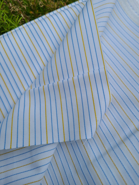 Blue and Yellow Striped Cotton - 4 yards