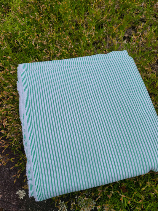 Green Striped Cotton Seersucker - 4 1/2 yards