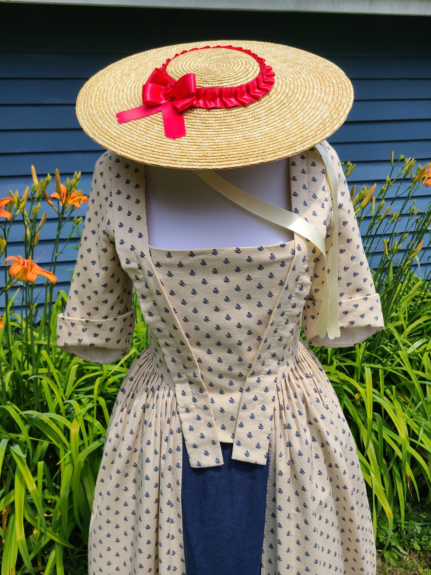 Straw Hat with Red Silk Trim