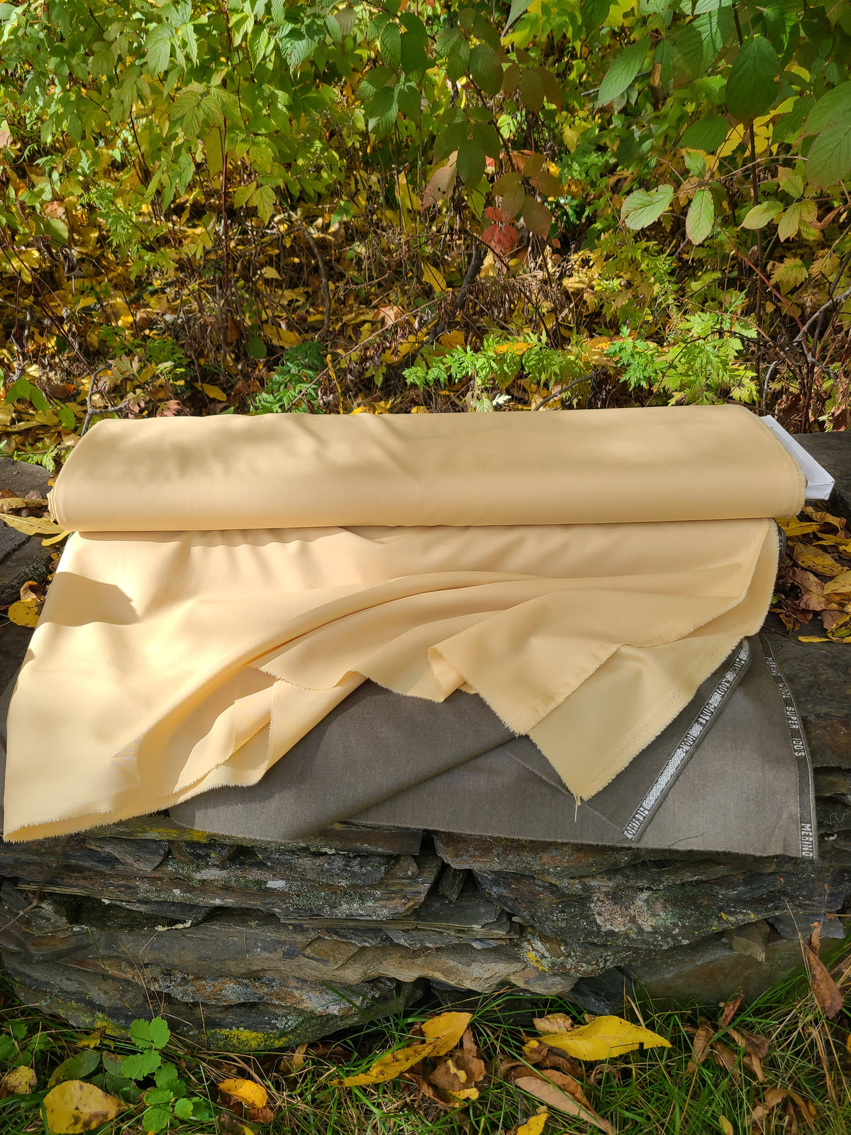 Pale Yellow Worsted Wool - by the yard