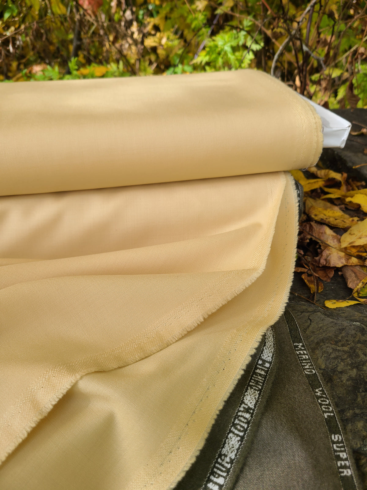 Pale Yellow Worsted Wool - by the yard
