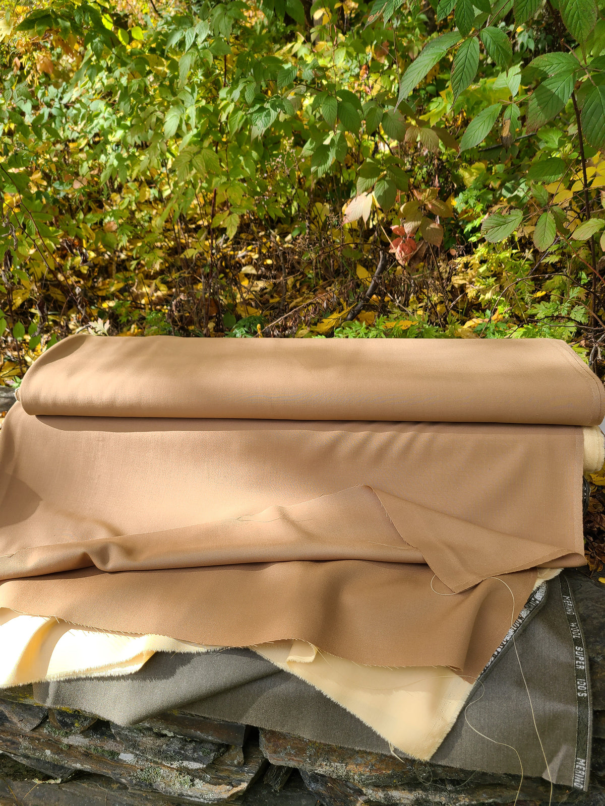Tan Worsted Wool - by the yard