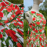 Vintage 1950s Cotton Print Dress