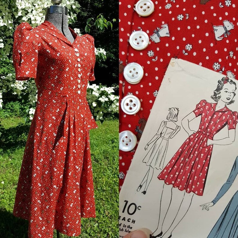 Reproduction 1940s Cotton Sailor Bib Dress