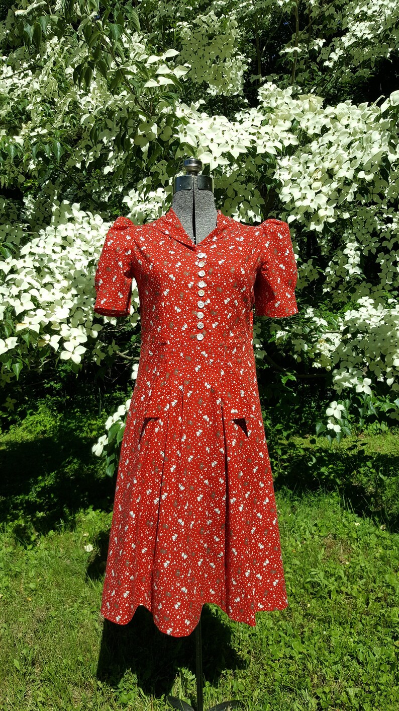 Reproduction 1940s Cotton Sailor Bib Dress
