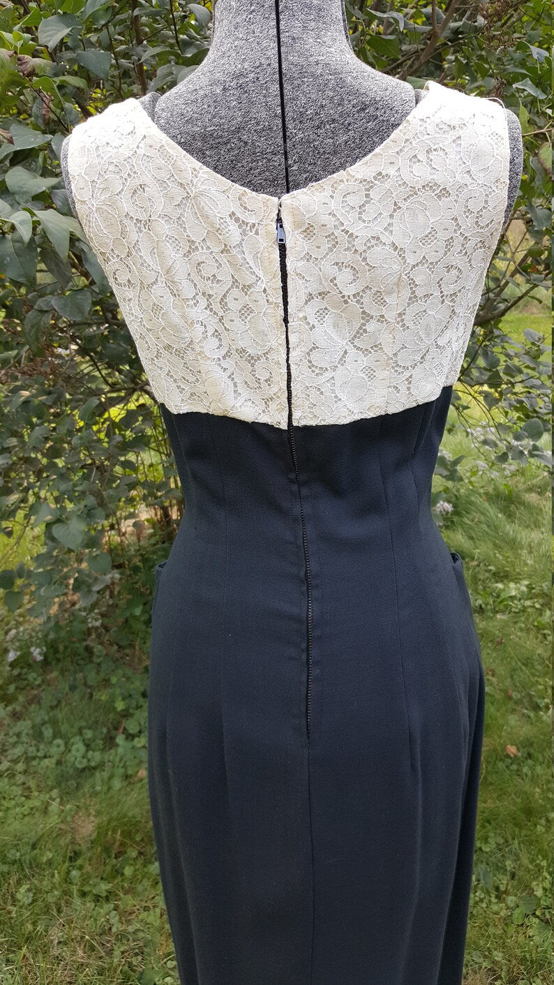 1950s Black and White Dress