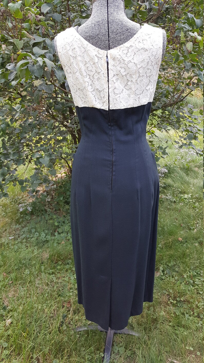 1950s Black and White Dress