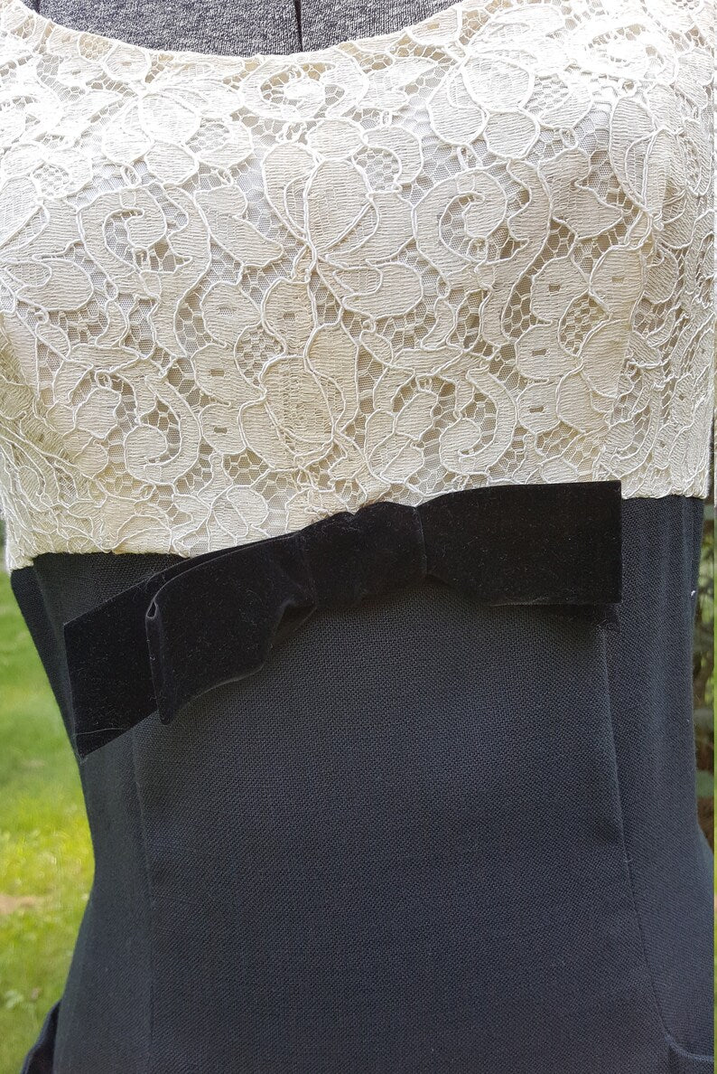 1950s Black and White Dress