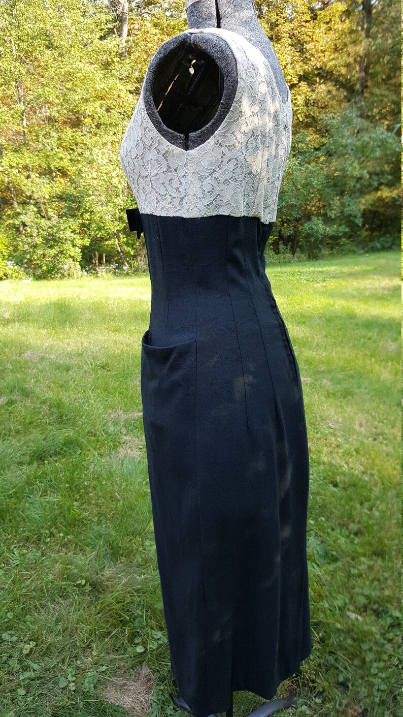 1950s Black and White Dress