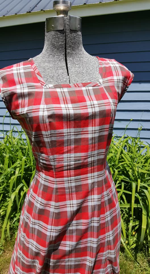 Vintage 1940s Red Plaid Dress