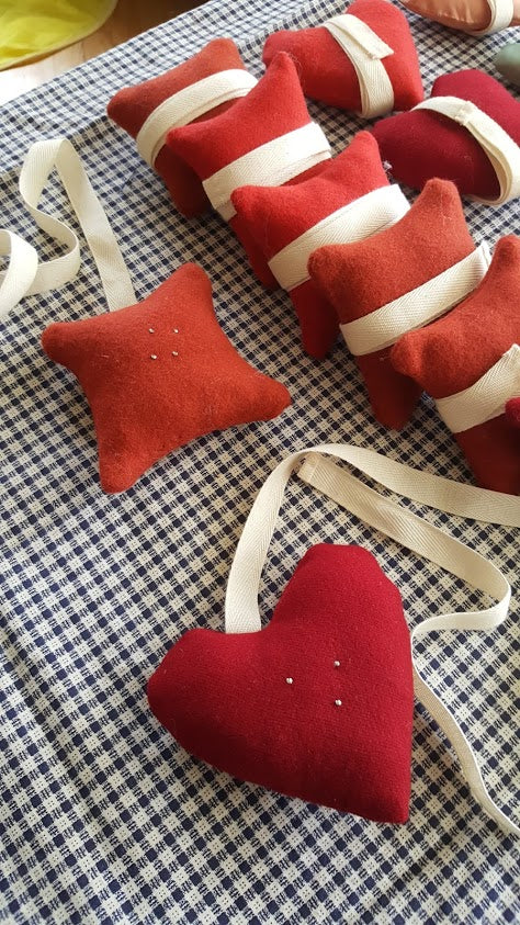 18th Century Wool Pin Cushions - Red