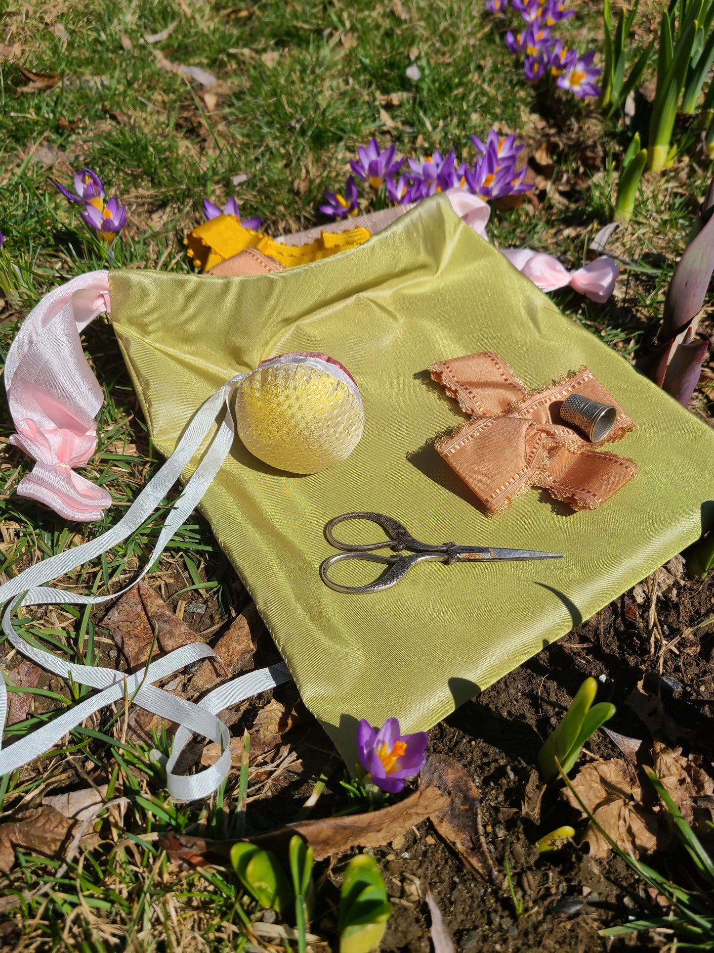 Green & Yellow Silk Workbag