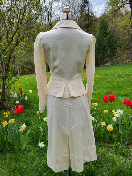 Vintage 1930s Cream Wool Suit