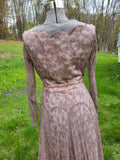 Vintage 1940s Dusty Rose Lace Dress