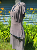Vintage 1940s Dress  - Beaded Crepe