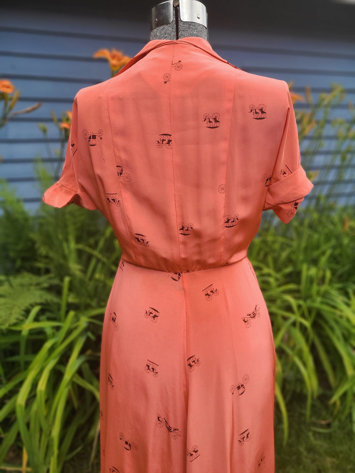 Vintage 1950s Dress - Carriage Novelty Print