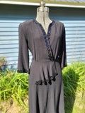 Vintage 1940s Black Dress  - Sequin Trim