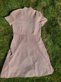 Vintage 1940s Dress - Brown/White Cotton Stipe 35" Waist