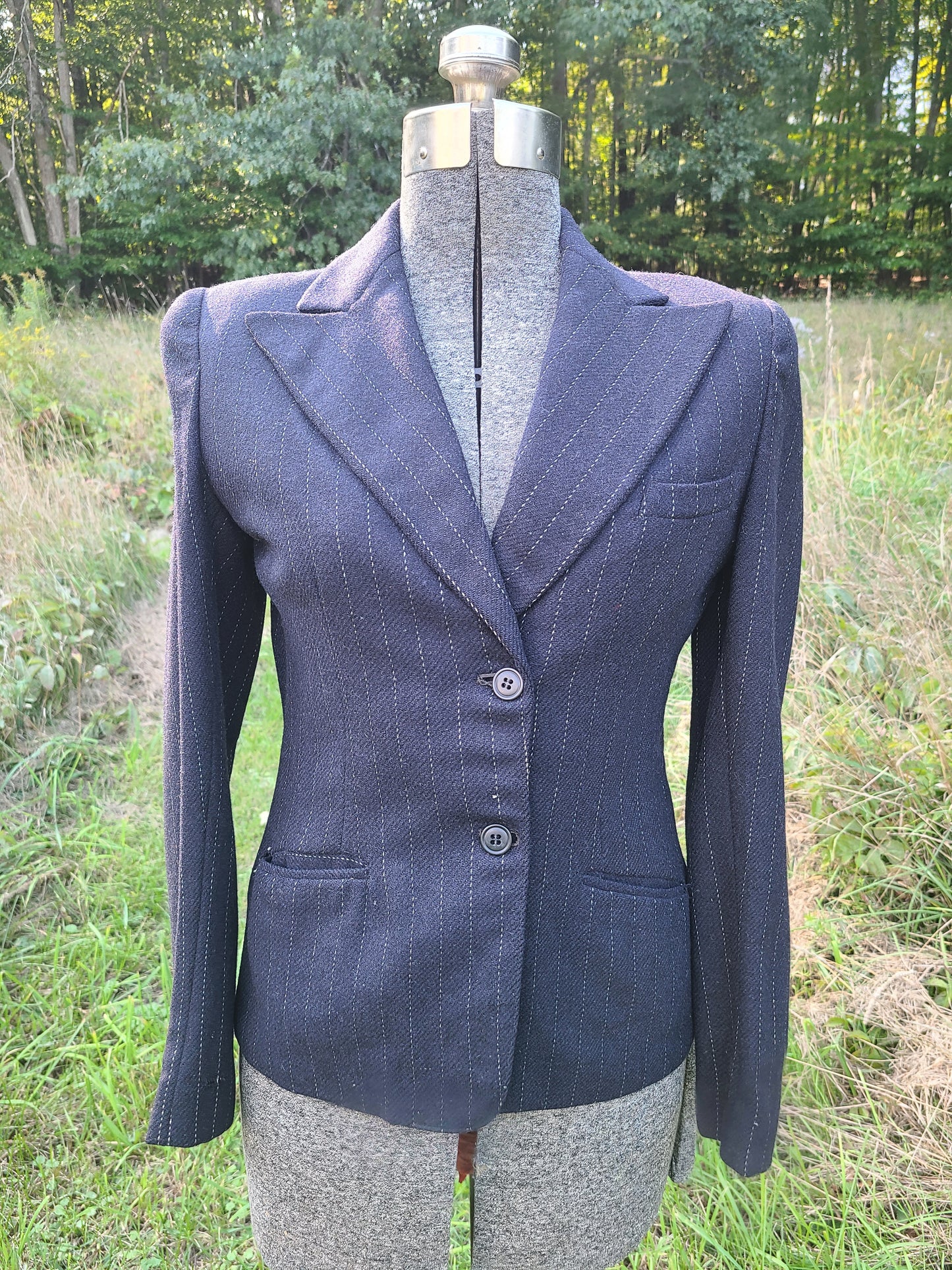 Vintage 1940s Black Pinstriped Jacket
