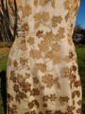 1950s Bronze Floral Dress - 33 Waist