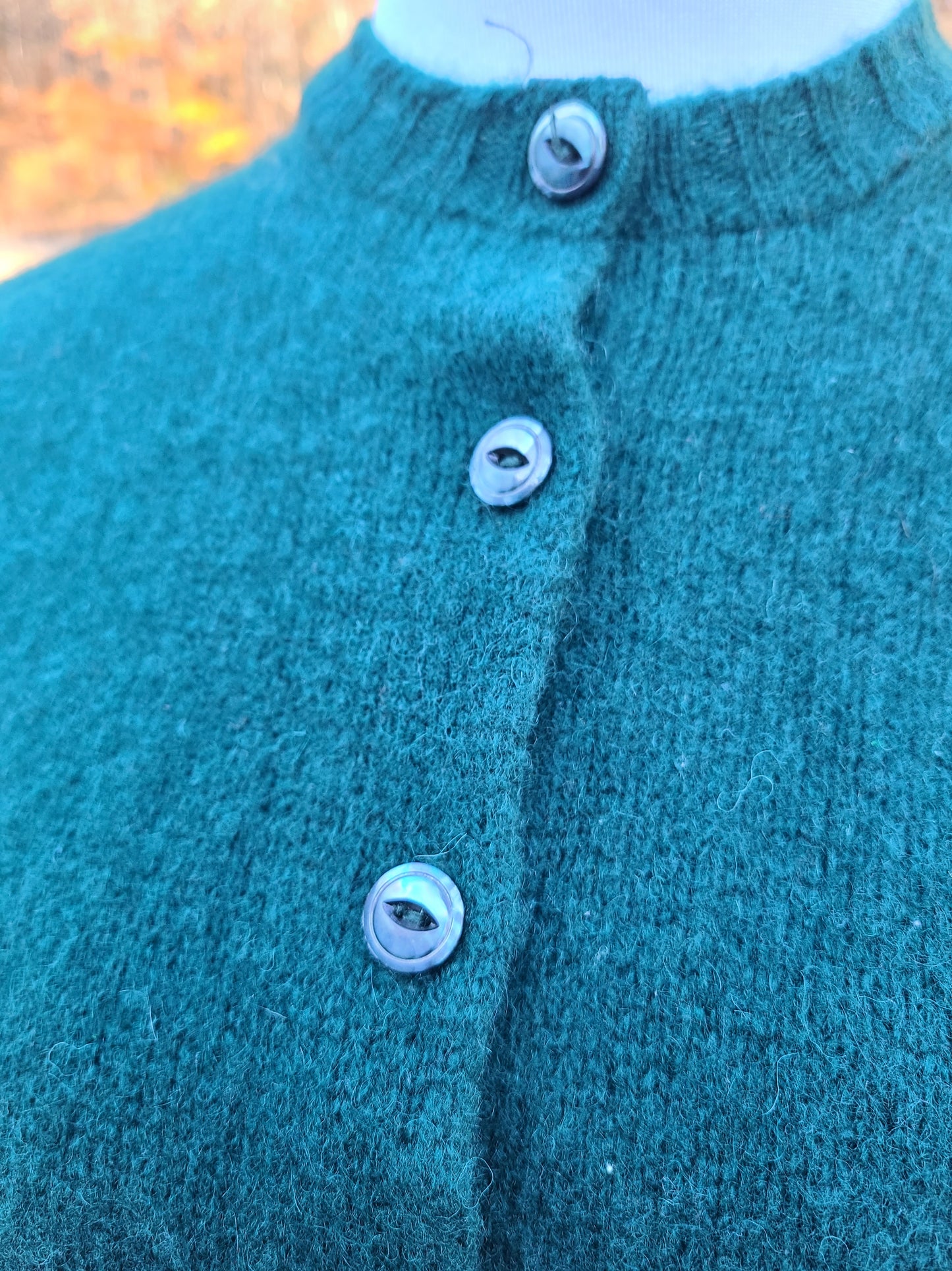 1950s Green Wool Cardigan Sweater