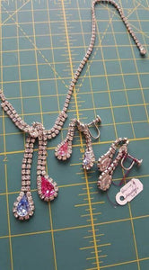 1950s Rhinestone Necklace/Earring Set