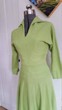 Vintage 1950s Apple Green Wool Jersey Dress