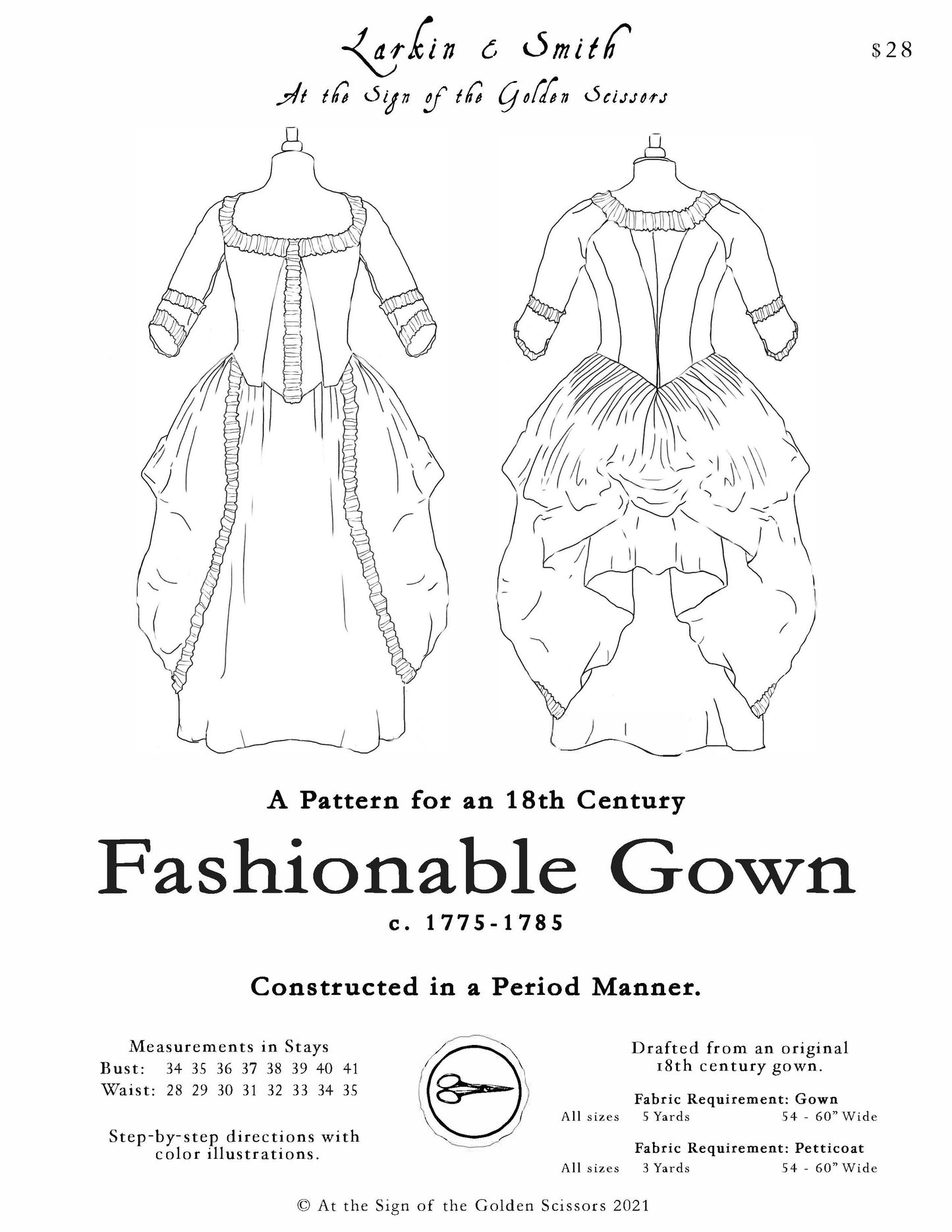 18th Century Fashionable Gown Pattern