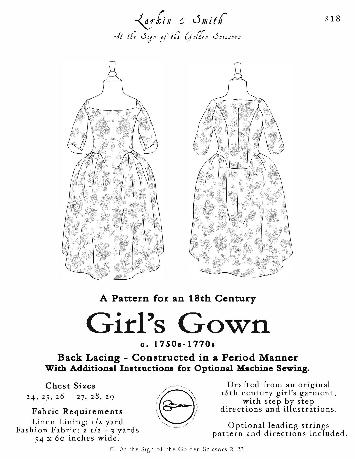 18th Century Girls Gown Pattern