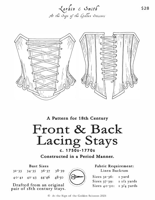 18th Century Front and Back Lacing Stays Pattern